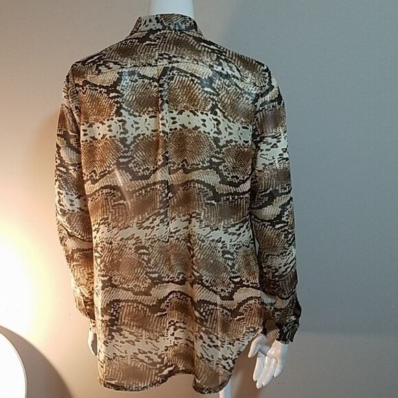 Kut from the Kloth Tan & Brown Button Down Shirt (S) - Picture 4 of 6